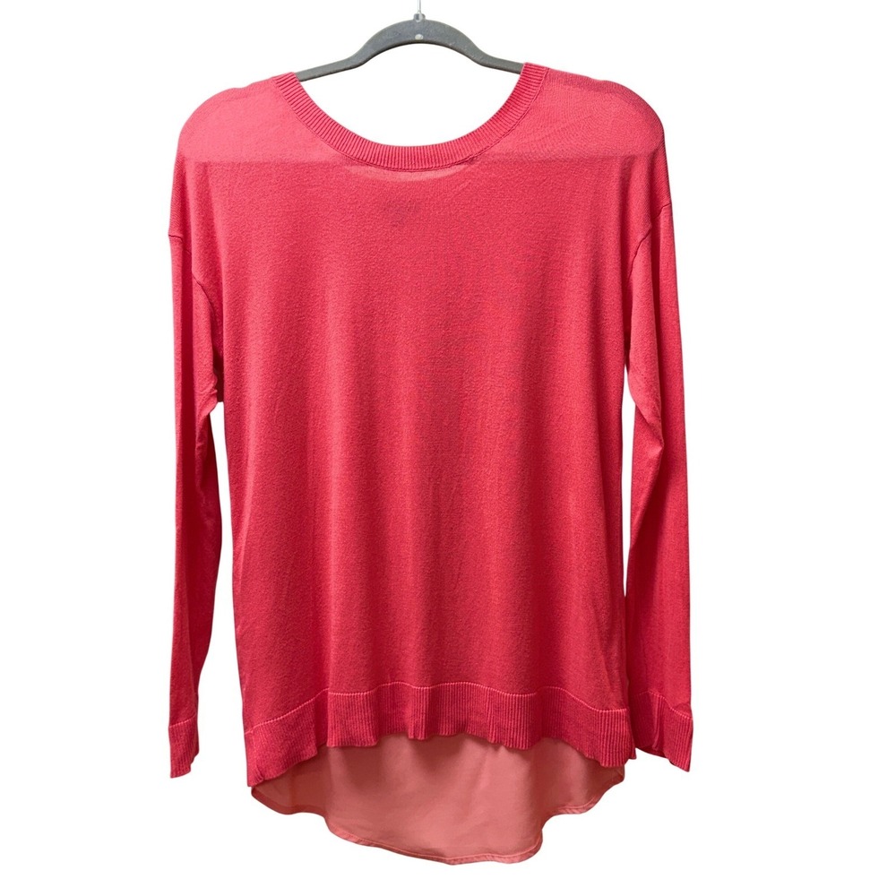 APT. 9 Women's Small Coral Knit Top Chiffon Hem Hi Low Sweater - Picture 2 of 12
